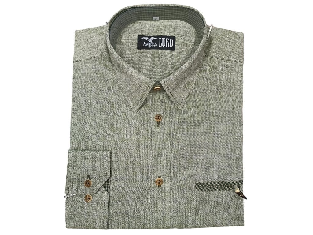 Pánská košile dlouhý rukáv,šedozelená